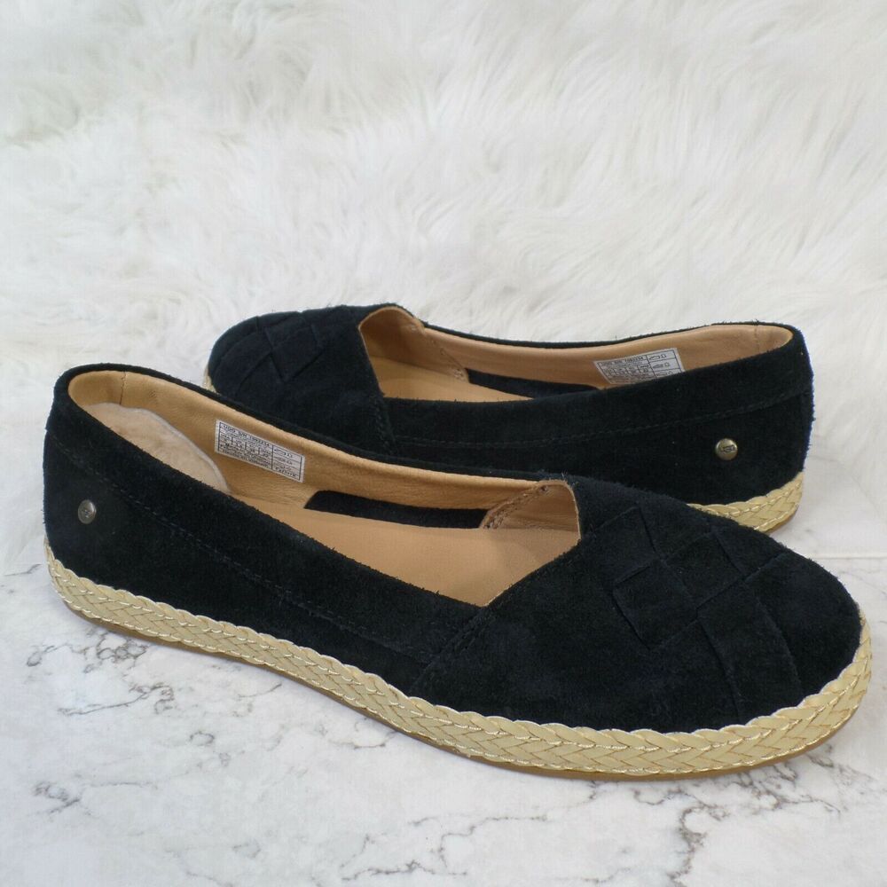 UGG Australia Black Clarissa Woven Suede Slip On Flat 1092234 size 5